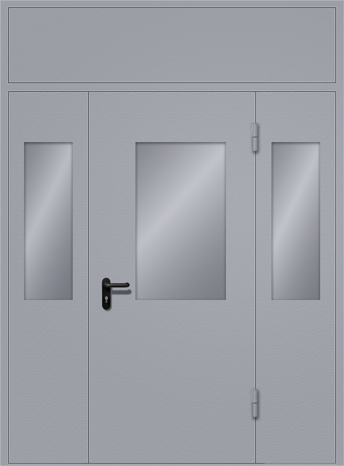 Железная дверь с верхней и боковыми фрамугами RS-269 - Изображение