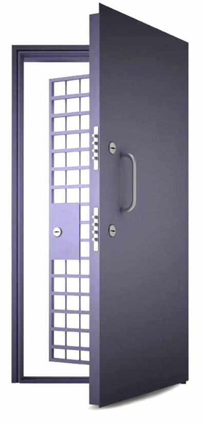 Металлическая дверь с решеткой в кассу RS-345