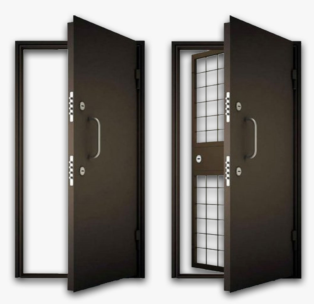 Стальная дверь с решеткой в КХН RS-314