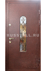 Стальная дверь с ковкой в коттедж RS43 - Изображение