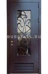 Стальная дверь со стеклом RS47 - Изображение